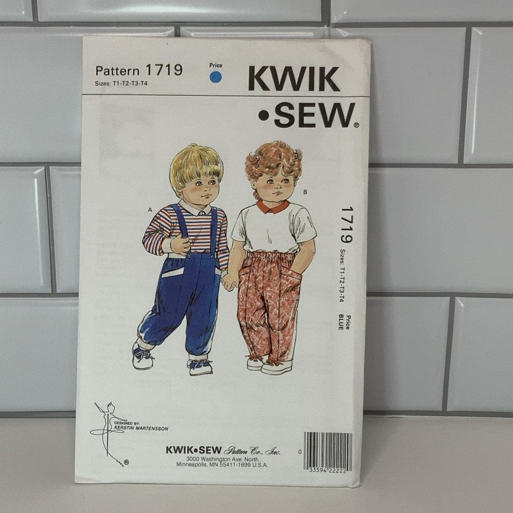 Vintage Kwik Sew 1719 Toddler Shirt and Pants Sewing Pattern Sizes T1-T4 Kerstin